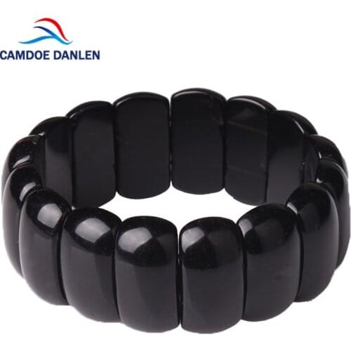 CAMDOE DANLE 2018 Natural Stone Bracelet Black Agates Onyx Vintage Charms Bracelet Bangle For Women Men Jewelry Fashion Gift