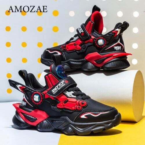 Kids Shoes For Girls Mecha Cartoons Sneakers Boys Sports Shoes Lightweight Childrens Leather Waterproof Casual Walking Shoes