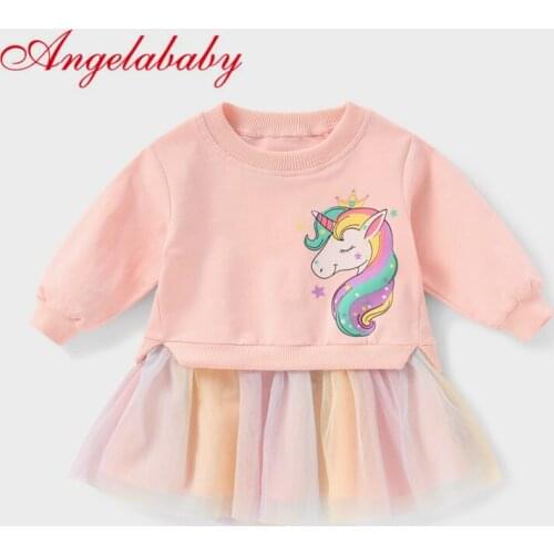 Kids Long Sleeve Lace Drsses for Girls Party Dress Cartoon Printed Birthday Tutu Dresses Childrens Autumn Casual Vestidos