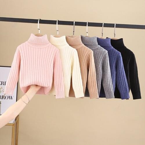 1 2 3 4 5 Years Girls Turtleneck Sweater Autumn Winter Clothing Girls Knitted Solid Clothes Children Costume Sweater