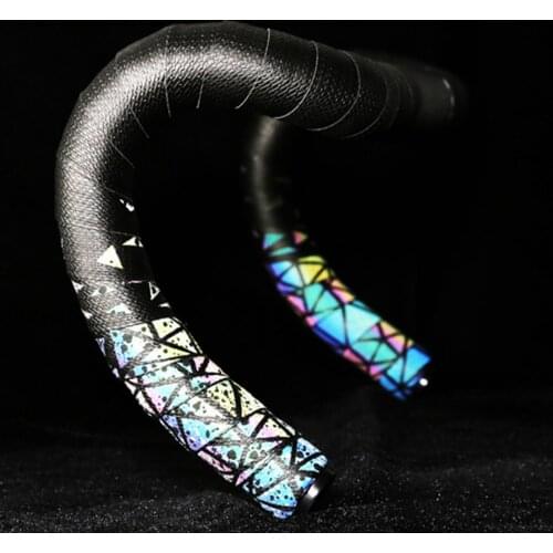 Road Bike Handlebar Tape EVA PU Bicycle Bar Tape Colorful reflective color Strap Tape Damping Anti-Vibration with Handlebar Plug