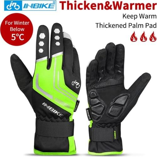 INBIKE Autumn And Winter Cycling Full Finger Gloves For Man / Women Mountain/Road Bike Gloves Windproof Warmth Shockproof Gloves