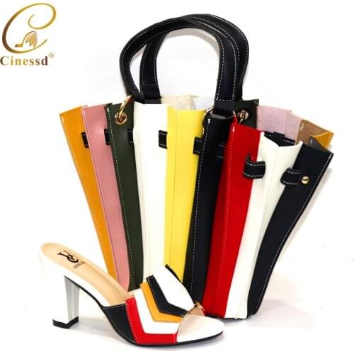New Arrival Italian Shoes with Matching Bags for Women Slipper and Bag Set African Sets 2021 Comfortable Heels Wedding Shoes