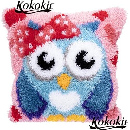 Crocheting Rug Yarn Pillowcase fabric cushion embroider needlework kits owl 3d carpet Latch hook rug making kit cross stitch