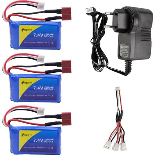 7.4V 2500mah 903048 Lipo Battery T Plug and Charger for Wltoys A949 A959 A969 A979 K929 RC toys Cars Helicopter Boat Spare Parts