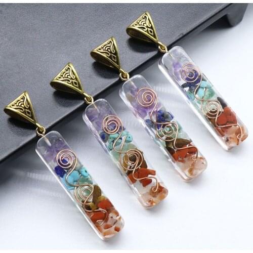 Merkaba 7 Chakras Crystal Stones Orgone Pendant Generator Energy Accumulator Orgonite Hex Chakra Pendant Necklace Unisex