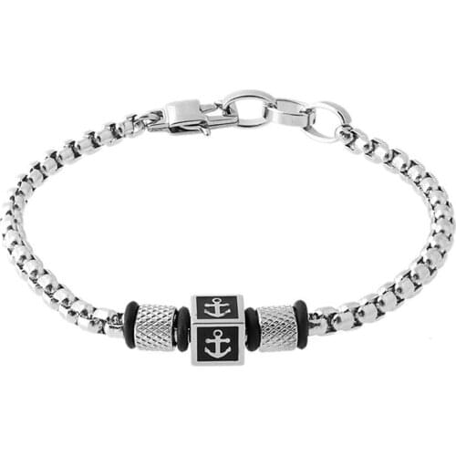 Men jewelry ocean simple anchor casual steel adjustable black gent gifts unisex