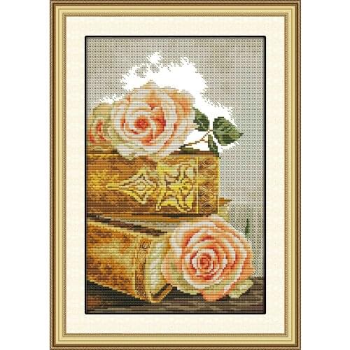 The bible and roses cross stitch kit 14ct 11ct pre stamped canvas embroidery DIY handmade needlework