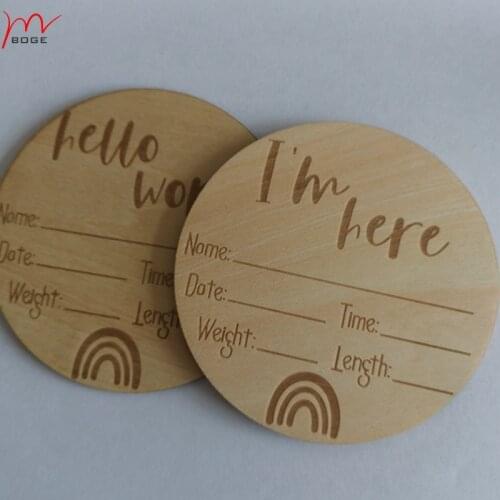 Set of 20pcs Newborn Wood Baby Announcement Sign Rainbow wooden Announcement prop