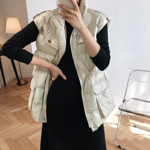 New Fashion White Duck Down Vest Women Thicken Down Jacket Women Winter Vest Sleeveless Jacket Women Waistcoat