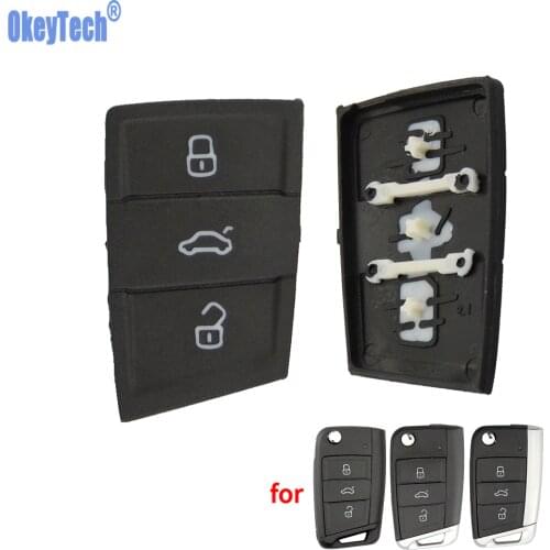 OkeyTech Car Key Button Pad Replacements 3 Buttons For Volkswagen Golf 7 4 5 mk4 6 for Skoda Octavia Folding Filp Key Shell