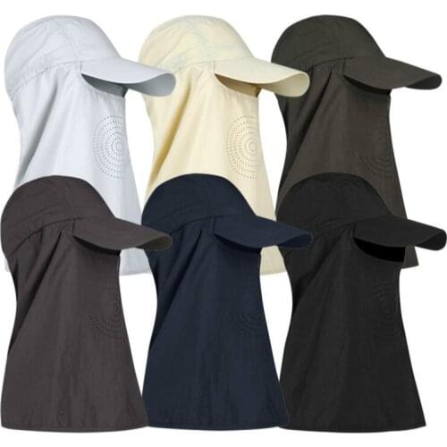 Summer fishing hat with neck cover solid sunscreen sun hat casual snapback bucket hat outdoor sports beach panama fishermen bob