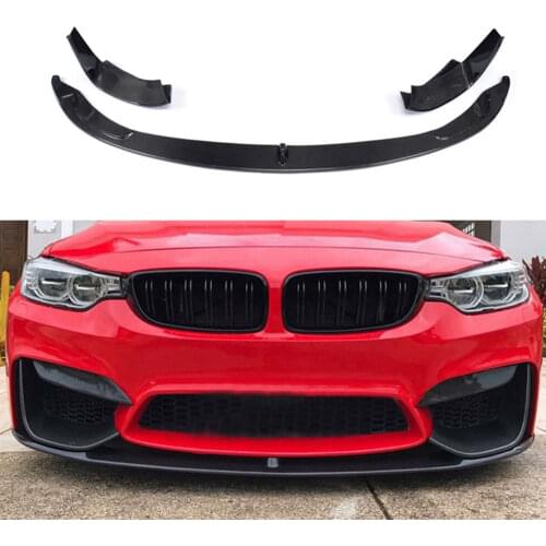 For M3 M4 Carbon Fiber Front bumper Lip for BMW 3 Series F80 M3 4Series F82 F83 M4 2014-2017 FRP black unpainted