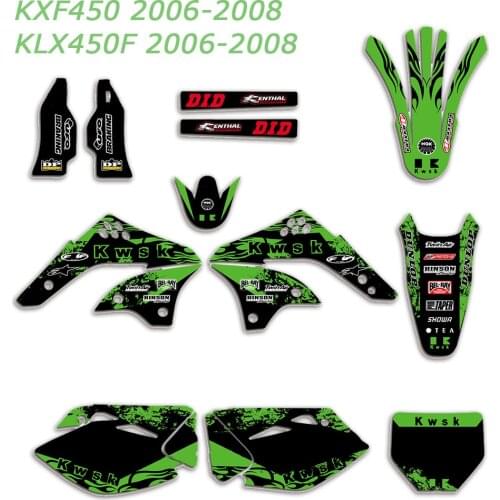 Full Graphic Background Decals Stickers Kit For Kawasaki KXF450 KLX450F KXF 450 KLX 450F KLX 450 F 2006 2007 2008