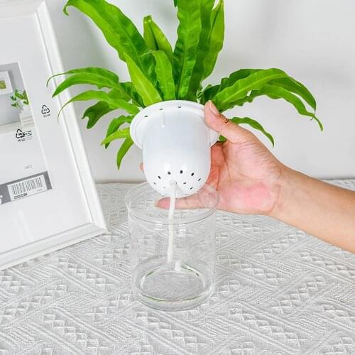 2PCS Transparent Self Watering Plant Flower Pot With Water Container For Indoor Outdoor Plants Flowers Herbs Home Garden Decor