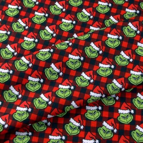 The Christmas Green Man 100% Cotton Fabric for Kids Clothes Patchwork Cloth Slipcover Cushion Cover DIY Sewing Material