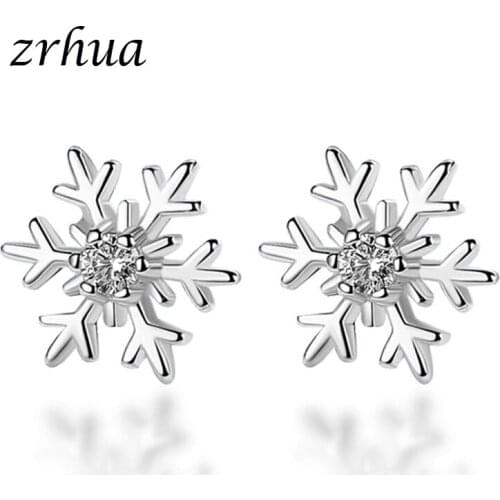 ZRHUA 925 Sterling Silver Earrings Jewelry Fashion Tiny CZ Pave Crystal Heart Stud Earrings Gift For Women Girls Kids Lady Gifts