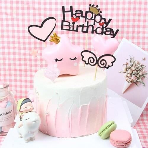 Fairytale Love Wings Insert Crown Shiny Cake Topper Valentines Day Childrens Day Party Decoration Cute Gifts