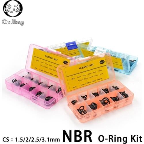 Thickness 1.5/1.9/2.4/3.1/1.8/2.65mm Nitrile Rubber Ring NBR O-Ring Seal Sealing O-rings Washer oring set Assortment Kit Set Box