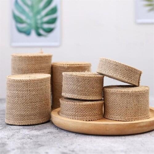 2m Vintage Jute Burlap Hessian Craft Linen Ribbon Wedding Party Decoration Christmas DIY Jewelry Craft Gift Packing Webbing