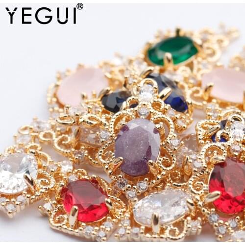YEGUI M767,jewelry accessories,18k gold plated,0.3 microns,zircon pendant,jump ring,jewelry making,diy earring,10pcs/lot