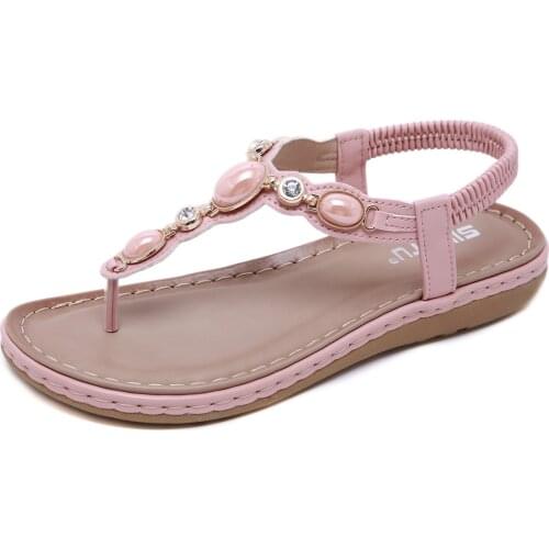 Womens Herringbone Sandals 2021 Summer New Metal Buckle Rhinestone Flip-flops Retro Flat Shoes Casual Beach Shoes