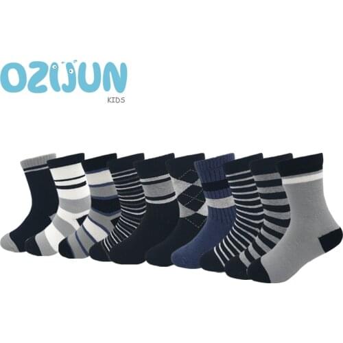10 Pairs/lot Classic Argyle Check Striped 10 Pattern Kids Boys 3-10 Years Cotton Daily Socks Set Children Boys Student Socks