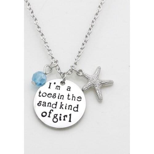 10PCS Fashion Personality Lettering i'm a toes in the sand kind of girl Charm Wish Inspirational Letter Alloy Necklace Jewelry