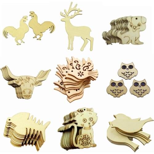 50pcs festival Decorations Handmade DIY Primary Color Wood Environmentally Friendly Natural Creative Cartoon Wood Chips decor