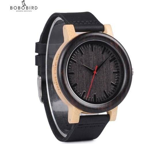 BOBO BIRD Mens Watches Luxury Brand Women Quartz Watches Black Leather Strap Wrist Watches relogio masculino C-M13