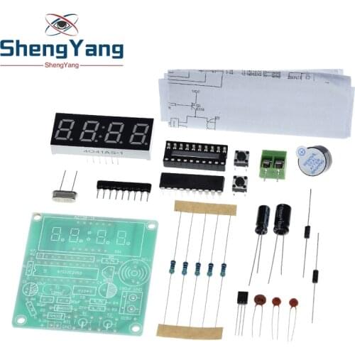 TZT STC12C2052AD Digital LED Display 4 Bits Electronic Clock Electronic Production Suite DIY Kit 0.56 Inch Red Two Alarm