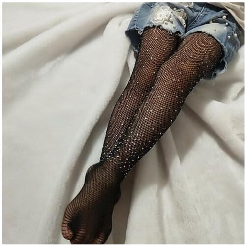 Free shipping Kids Shiny Rhinestone Girls Tights Fashion Kids Mesh Fishnet Tights Stockings