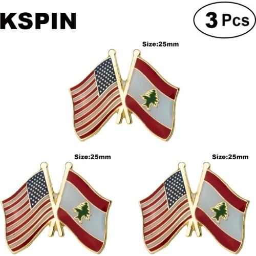 U.S.A. & Lebanon Frendship Lapel Pin Brooches Pins Flag badge Brooch Badges
