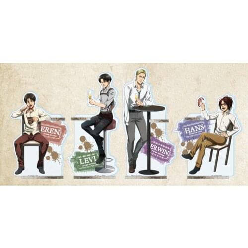 Hot Anime Attack on Titan Erwin Smith Levi Ackerman Acrylic Pen Holder Stand Figure Display Model Plate Table Decor Cartoon Gift