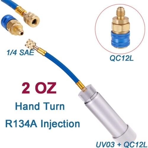 Hot Sale R134A 2 OZ Hand Turn Filler Injection Car A/C Oil Dye Injector Adapter Accessory for all cars
