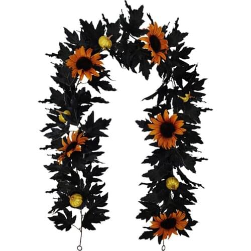 Faux Hanging Vine Decorative Sunflower Maple Leaf Vine Halloween Rattan Thanksgiving Festival Decoration Winding Flower Vine