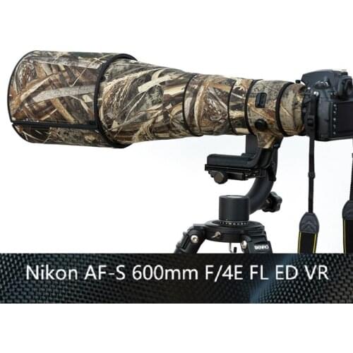 Roadfisher Camouflage Camo Outdoor Waterproof Nylon Dustproof Camera Lens Wrap Cloth Cover Coat For NIKON AF-S 600 F 4E FL ED