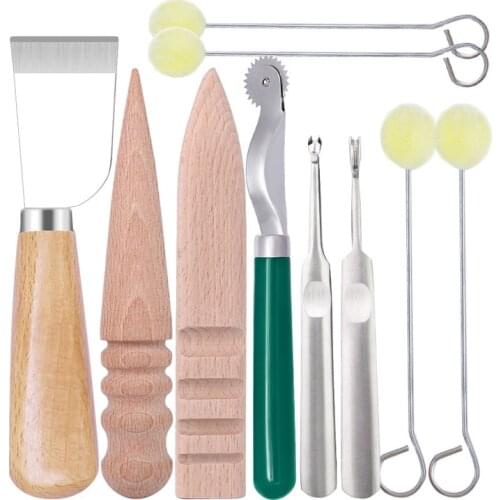 LMDZ Leather Edge Burnisher Edge Beveler Tracing Wheel Cutting Kit Wood Round Burnishing for Leather Craft Working Sanding Tool