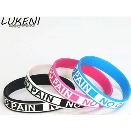 LUKENI Hot Sale 4PC Fashion Silicone Bracelet NO PAIN NO GAIN Motivation Silicone Bracelet Adult Size 4 Colours SH082