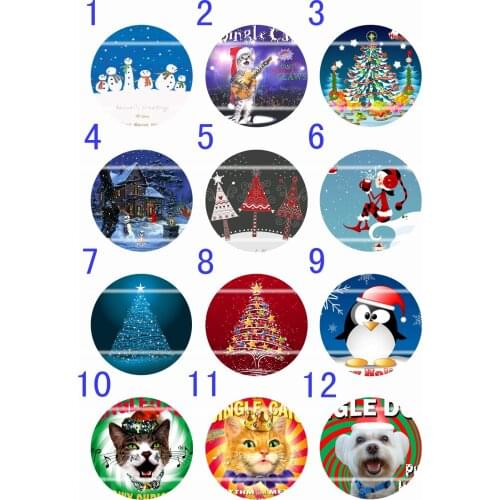 Handmade Colorful picture Round Glass Cabochons Refrigerator magnet for Necklace Decoration and Phone Chain Accessaries216