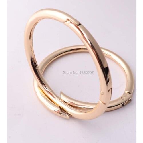 2pcs/lot large gold color 73mm metal spring O Ring clip buckles for bag accessories