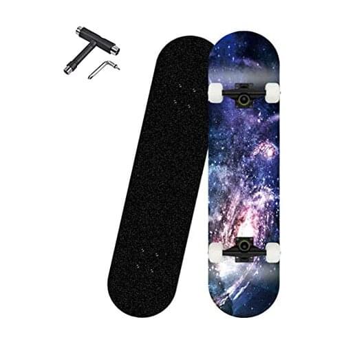 Skateboard Complete 31.5 inch Skateboard 7-Layer Maple Wood ABEC-7 Bearing Skateboard for Adult Beginner Boys Adult,Galaxy