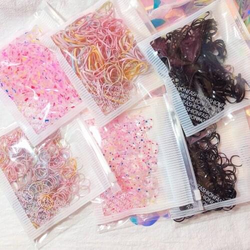 MISANANRYNE Colorful Small Disposable Hair Bands Cute Girls Elastic Rubber Band Scrunchie Ponytail Holder Hair Accessories