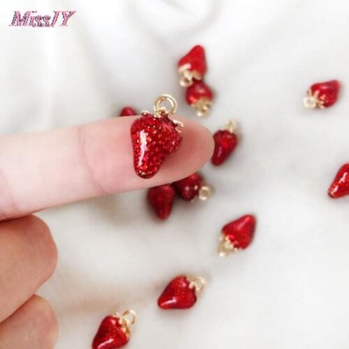 Fashion Drop Of Oil Strawberry Charms For Women Earrings DIY Making Accessories Handmade Enamel Fruit Charms Alloy Lovely Gift