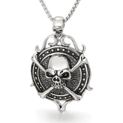 Punk style European and American exaggerated domineering personality claw pirate skull male titanium steel pendant
