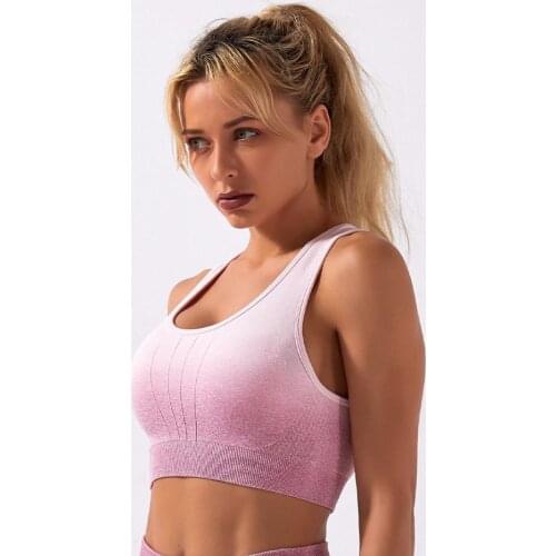 2020 Newest Women Ombre Energy Seamless Sports Bra Push Up Yoga Bras Gym Crop Top Racerback Workout Bra Fitness Tops Active Wear