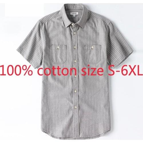 New Arrival Fashion Summer Men Short Sleeve Handsome Thin Super Large Casual Casual Shirts Striped Plus Size S-XL2XL3XL4XL5XL6XL