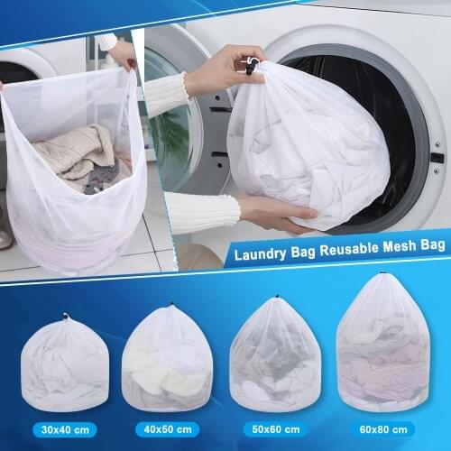 Drawstring Mesh Laundry Bag Nylon Washing Mesh Bag Clothing Care Net Filter For Underwear Socks Washing Machine Laundry Net