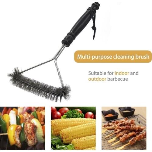 Barbecue Cleaning Brush Stainless Steel Wire Brush Triangular Cleaning Brush Grill Brush BBQ Tool Kitchen Accessories