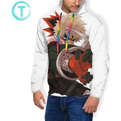 My Hero Academy Hoodie Bakugou Katsuki Hoodies Streetwear Men Pullover Hoodie Warm Polyester Blue Nice Hoodies